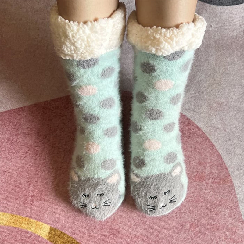 Damen Fuzzy Cat Socken mit Greifern