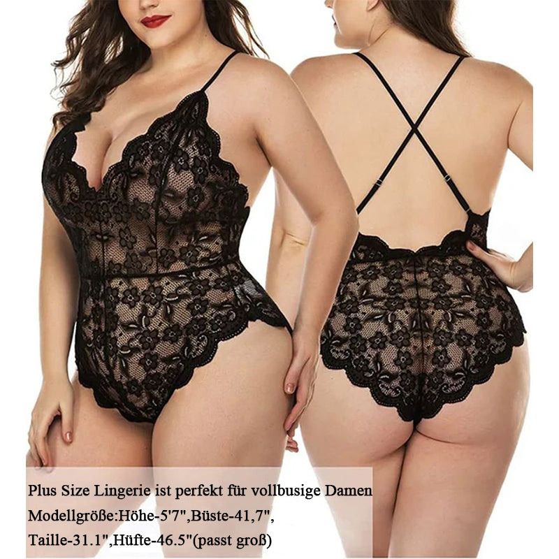 Sexy Plus Size transparente Spitzenunterwäsche