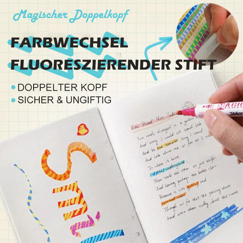 Magic Doppelkopf verfärbter fluoreszierender Stift (10 Farben)