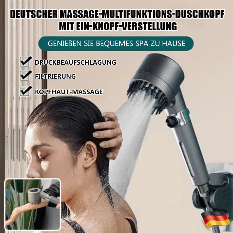 Deutscher Massage-Multifunktions-Duschkopf mit Ein-Knopf-Verstellung