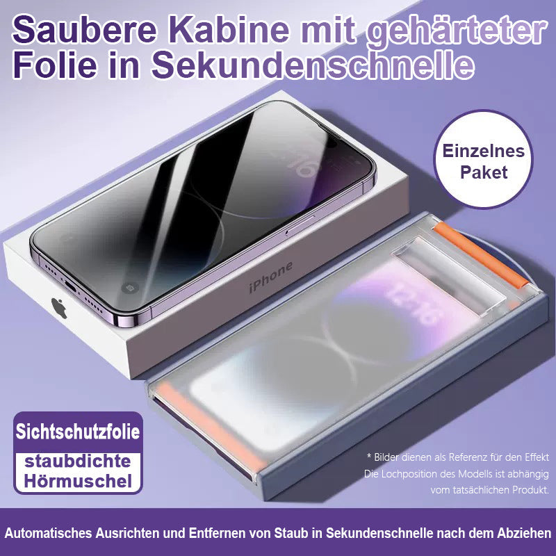 Staubfreies Fach mit gehärteter Folie für das iPhone