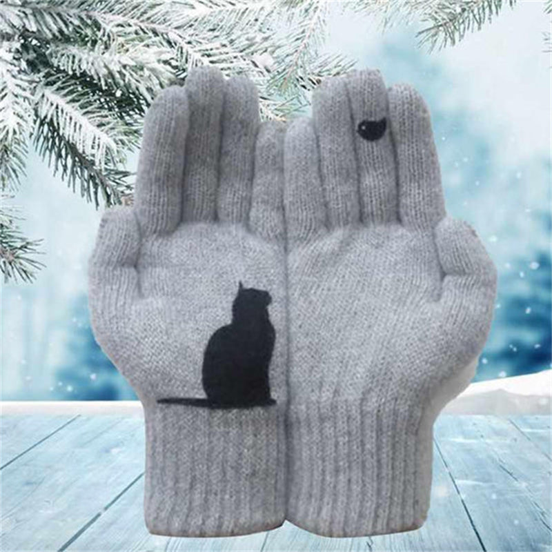 Handschuhe aus Baumwolle Bedruckt mit Katzenmotiv