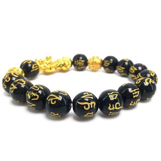 Schwarzes Obsidianarmband Feng Shui Pixiu