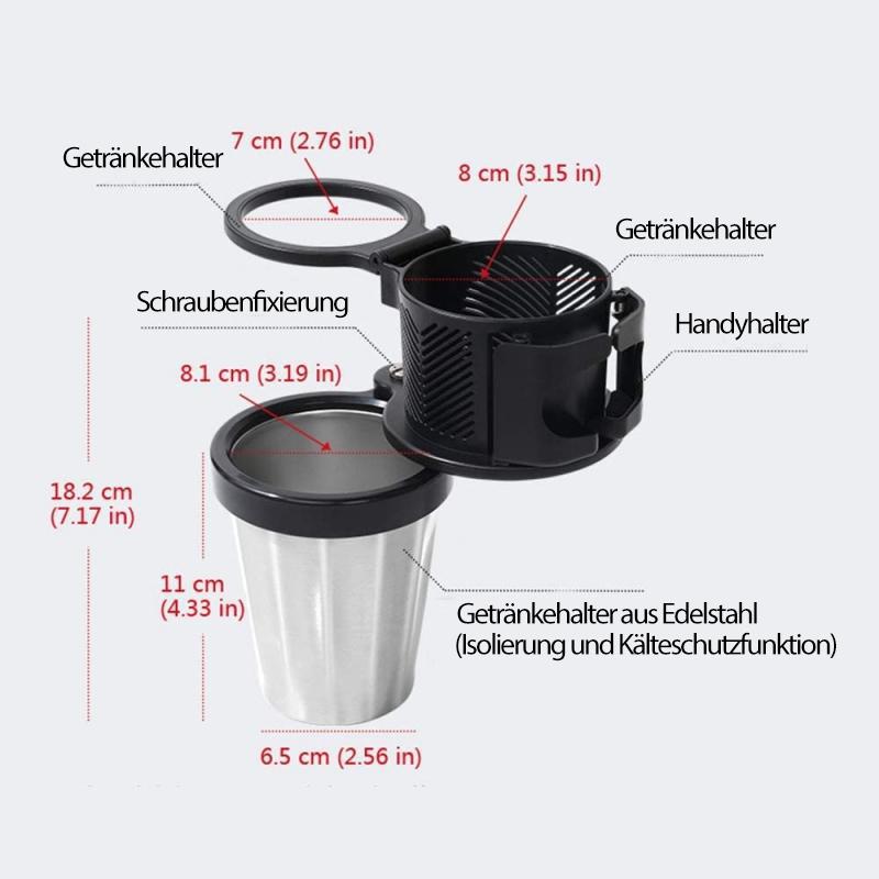 Multifunktionaler fahrzeugmontierter Getränkehalter