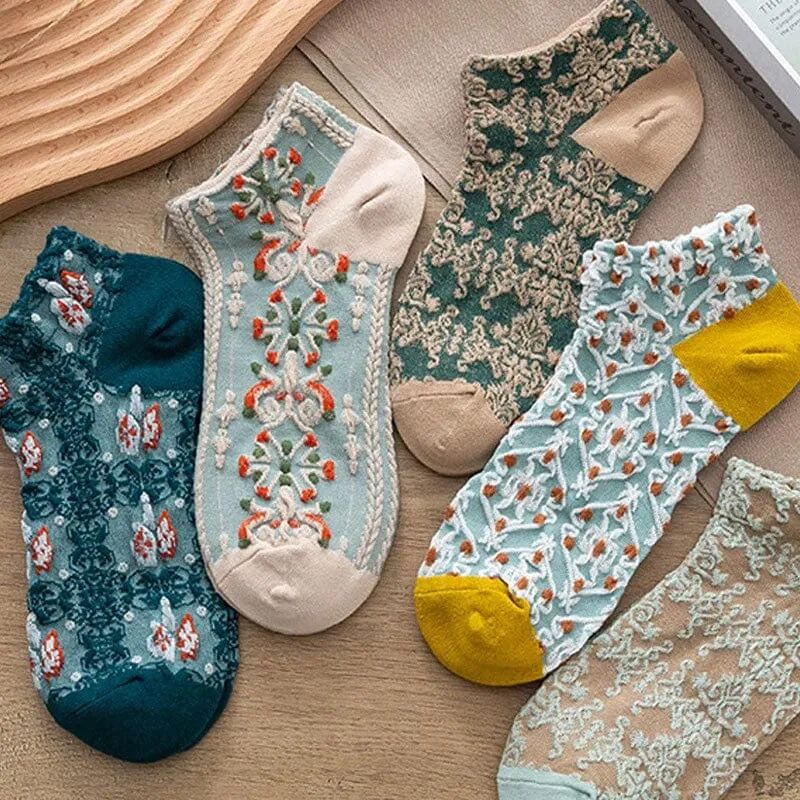 Literarischer Hof-Stil Vintage-Socken (5 Paare)