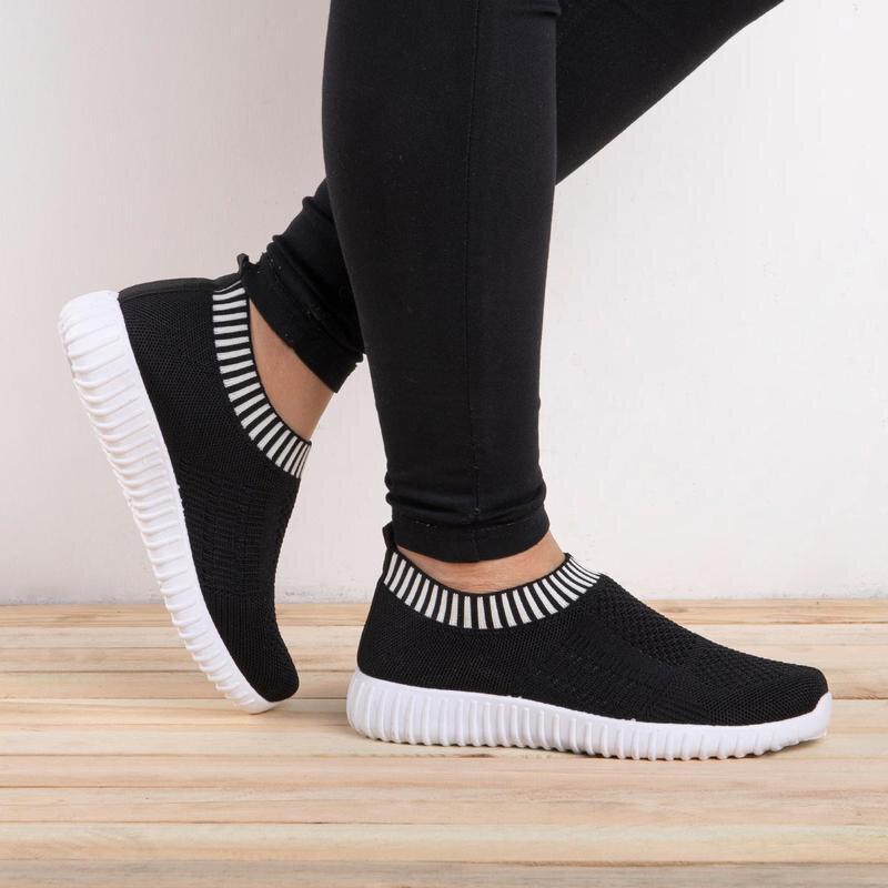 Bequeme Slip-on-Schuhe mit Farbblockmuster für Damen stricken Turnschuhe