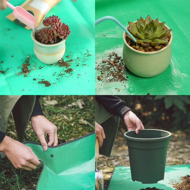 Gartenarbeit Umpflanzen von Topfkissen