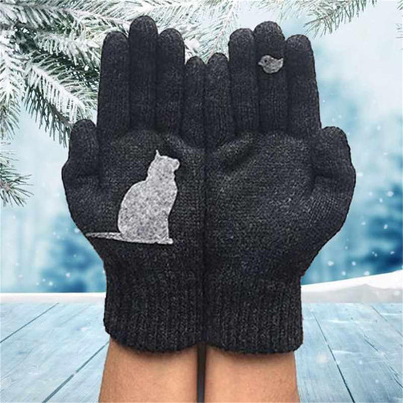 Handschuhe aus Baumwolle Bedruckt mit Katzenmotiv