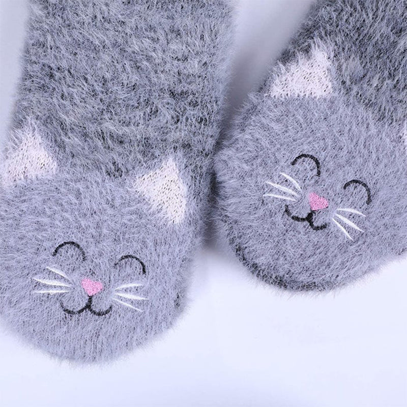 Damen Fuzzy Cat Socken mit Greifern