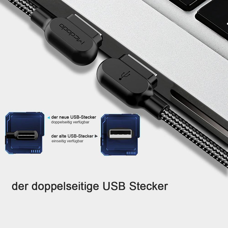 Bequee Lightning-USB Aufladung Kabel mit 90-Grad-Design für iOS und Android - hallohaus