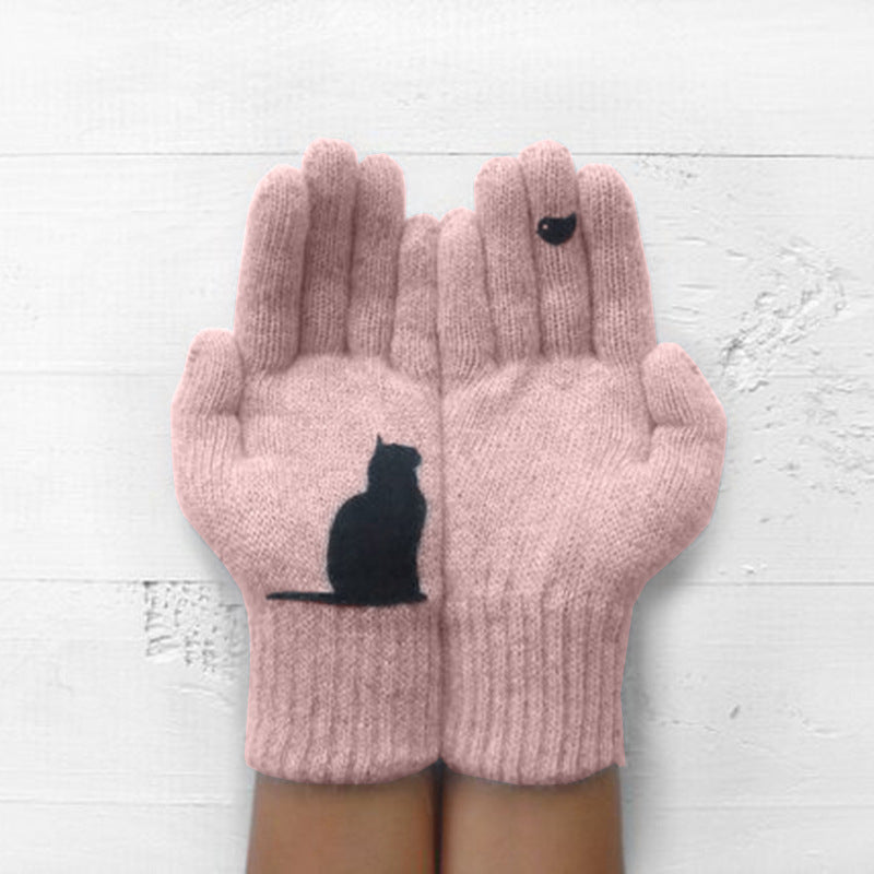 Handschuhe aus Baumwolle Bedruckt mit Katzenmotiv