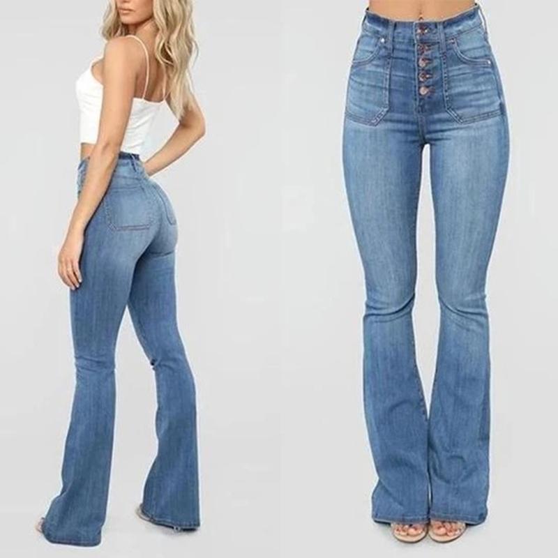 Slim Jeans mit hoher Taille und Knopfleiste