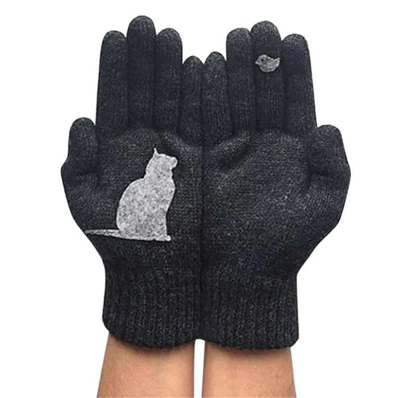 Handschuhe aus Baumwolle Bedruckt mit Katzenmotiv