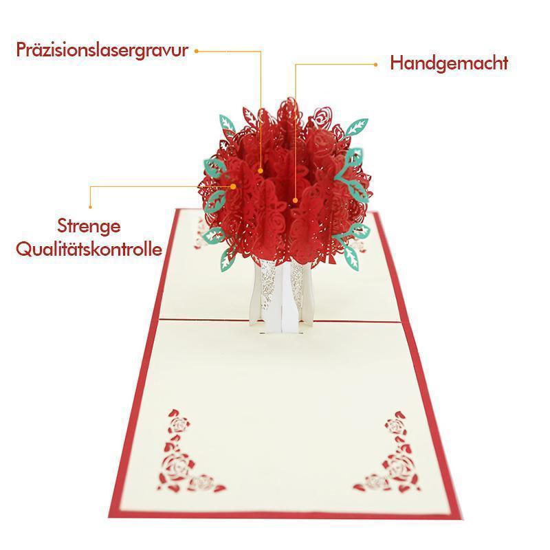 Romantische Rosenstrauß-Popup-Karte