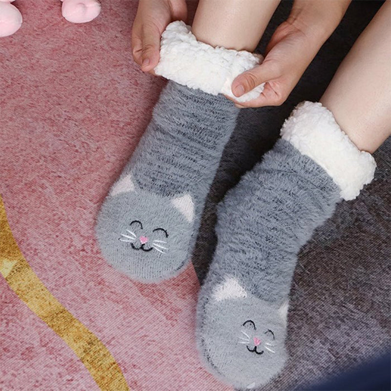 Damen Fuzzy Cat Socken mit Greifern