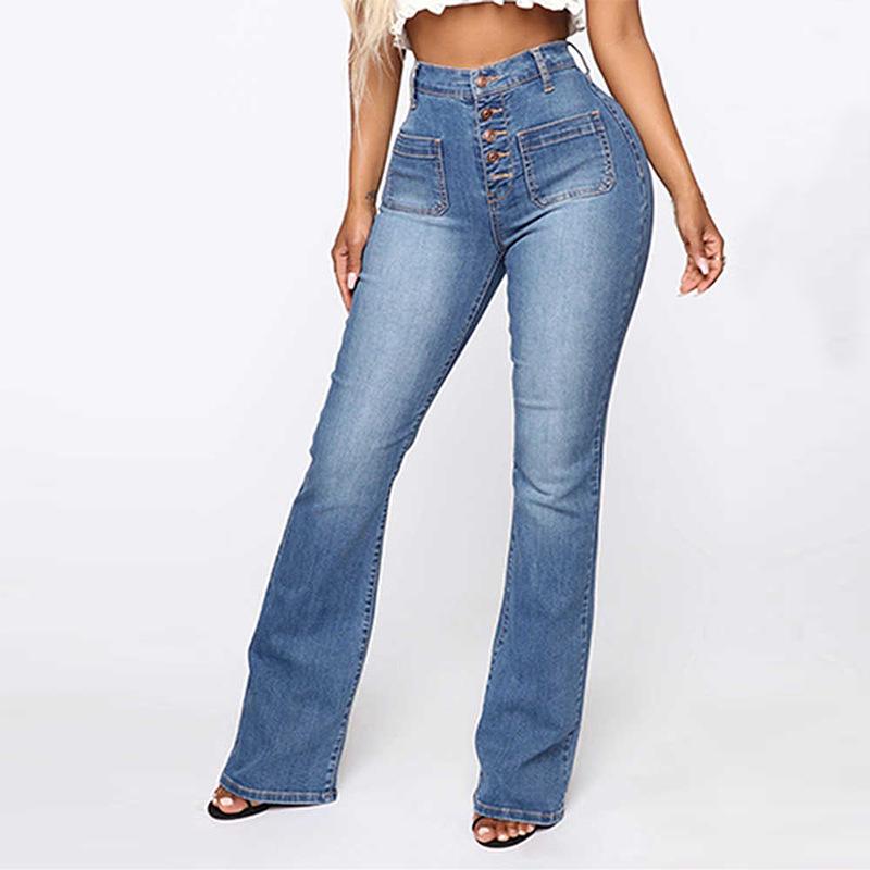 Slim Jeans mit hoher Taille und Knopfleiste